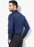 Navy Blue Textured Slim Fit Formal Shirt